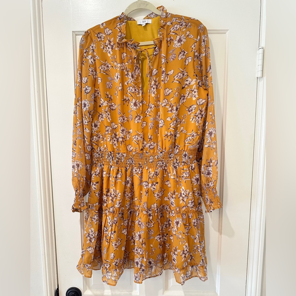 NSR long sleeve floral print tiered minidress smock waist